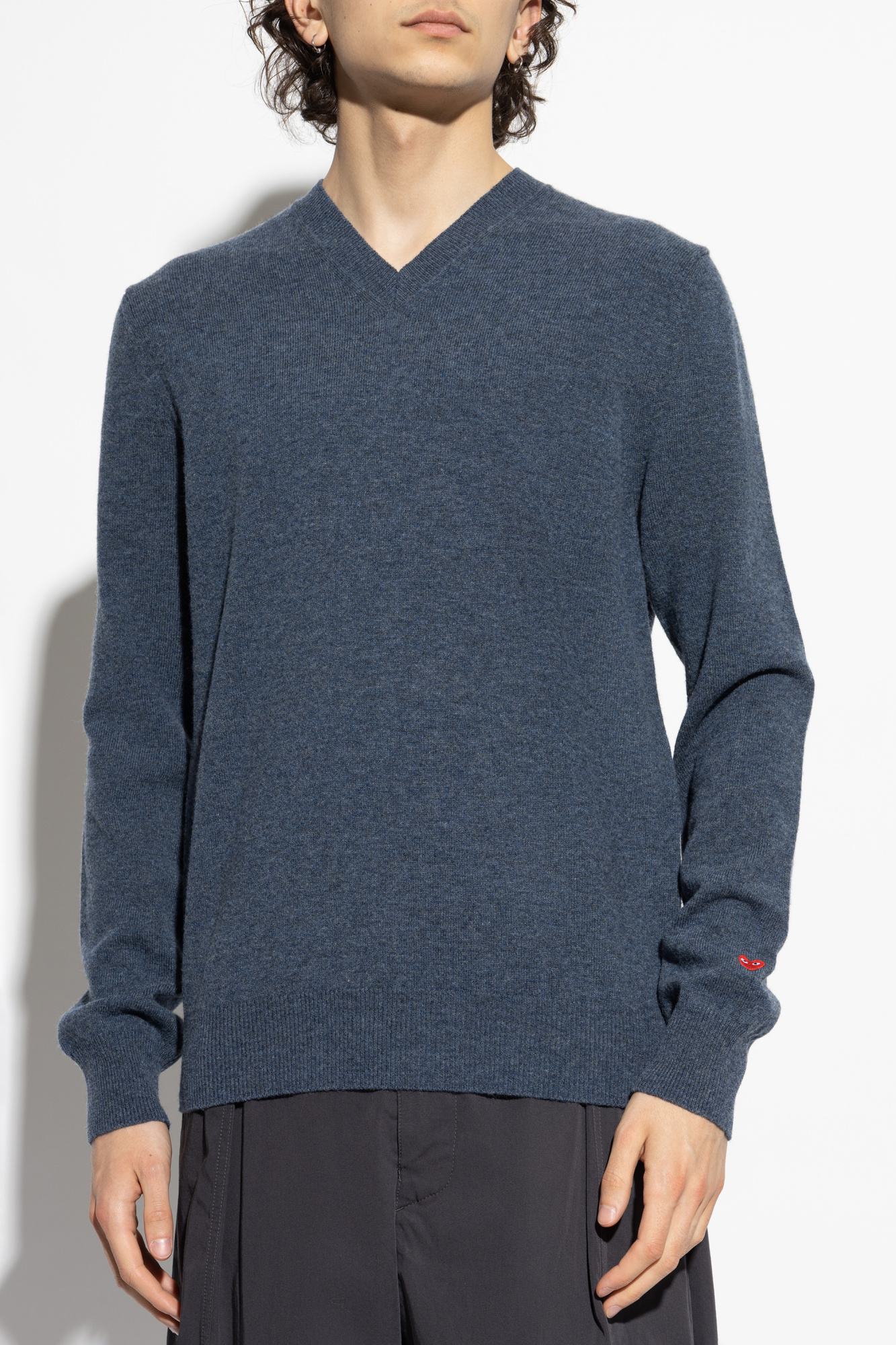 トップス COMME DES GARCONS HOMME V-NECK SWEATER Rare!! Collectible!! 1989 Comme Des Garçons Homme V-neck